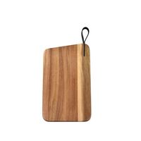 TORRO TRAY CUTTING ACACIA WOOD LEATHER 18x40xH2cm