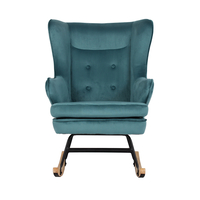 ROCKER ARMCHAIR ROCKING FABRIC EMERALD WOOD RUBBERWOOD NATURAL E1 PRC