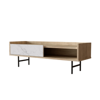 STOCKHOLM COFFEE TABLE CHIPBOARD WITH MELAMINE CARTA SONOMA DECAPE WHITE WITH MARBLE PATTERN METAL BLACK 120x59xH40cm E1 PRC