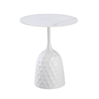 SNOW SIDE TABLE CERAMIC WHITE WITH MARBLE PATTERN
