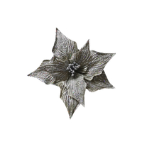 XMAS SPARK FLOWER POLYESTER SILVER D30cm PRC