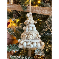 XMAS JOLLY 1 PENDANT TREE FABRIC WOOD MANGO BEIGE