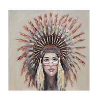 INDIAN GIRL PAINTING CANVAS WOOD 90x90xH3,5cm PRC