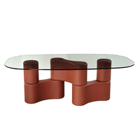 LEGGOS TABLE MDF TERRACOTTA TEMPERED GLASS 220x120x76 E1 PRC