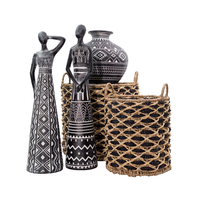 ROMBUS BASKET SET 5PCS SEAGRASS IRON NATURAL BLACK