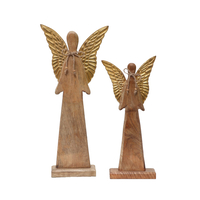 XMAS SLEET ANGEL WOOD MANGO ALUMINIUM NATURAL GOLD