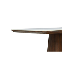 TOTEM CONSOLE GLASS WALNUT WHITE WITH MARBLE PATTERN VENEER ΟΑΚ 120x50x76 E1 PRC