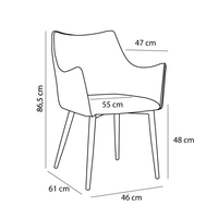 MALONE CHAIR ARMCHAIR FABRIC TABAC METAL BLACK E1 PRC