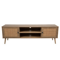 AMMOS TV STAND 2DOORS CHIPBOARD WITH MELAMINE CARTA NATURAL WITH RATTAN 150x39xH49cm E1 PRC