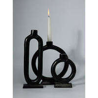 CORI CANDLE HOLDER ALUMINIUM BLACK 11x11xH29cm IN