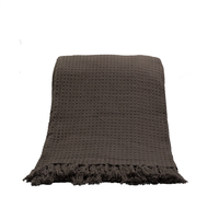 PIQUE THROW COTTON POLYESTER GREY MOCHA 130x170cm