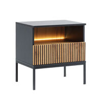 MYSTERY NIGHTSTAND 1DRAWER 1SHELF MELAMINE NATURAL DARK METAL BLACK E1 PRC