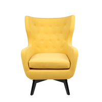 MEGA ARMCHAIR FABRIC YELLOW WOOD RUBBERWOOD BLACK