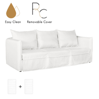 ISLAND SOFA 3SEAT REMOVABLE COVER WITH MECHANISM AND 2 MATTRESS EASY CLEAN FABRIC WHITE POLO1391 E1 GR