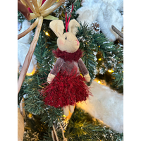 XMAS SPECTRUM MOUSE PENDANT MOUSE FABRIC RED BEIGE