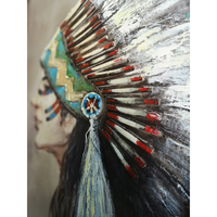 INDIAN LADY PAINTING CANVAS WOOD 90x90xH3,5cm PRC