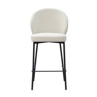 LUNE STOOL BAR FABRIC WHITE METAL BLACK PRC