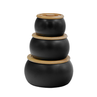 CURVE STORAGE JAR WITH LID SET 3PCS PORCELAIN BA