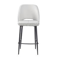 BOUTON STOOL BAR FABRIC GREY LIGHT METAL BLACK PRC