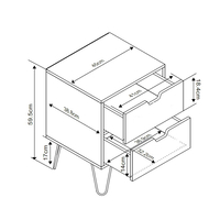 ARTIC NIGHTSTAND CHIPBOARD WITH MELAMINE CARTA SONOMA METAL GREY WHITE BLACK E1 PRC