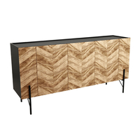 PARKE SIDEBOARD CHIPBOARD WITH MELAMINE CARTA BLACK NATURAL WITH PATTERN METAL BLACK 160x43xH80cm E1 PRC