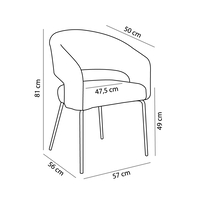 ABRAZO CHAIR ARMCHAIR FABRIC GREY LIGHT METAL BLACK E1 PRC