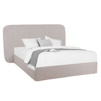 OVAL HEADBOARD AND BASE FABRIC WOOD PINE OFF WHITE CHIPBOARD E1 GR