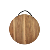 TORRO TRAY CUTTING ACACIA WOOD LEATHER 11x11xH2cm