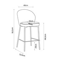 LUNE STOOL BAR FABRIC WHITE METAL BLACK PRC