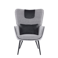 MANIFEST ARMCHAIR FABRIC GREY METAL BLACK PRC
