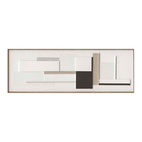 PORTER PAINTING DECORATIVE 50x150x5 CANVAS WHITE BEIGE BLACK WOOD NATURAL