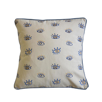 EYES DECOR CUSHION COTTON WHITE BLUE 45x45cm IN