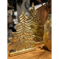 XMAS ELVI TREE WOOD MANGO GOLD 22x6xH33cm IN