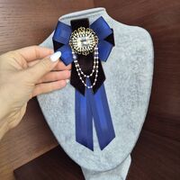 Blue and brown velvet  brooch