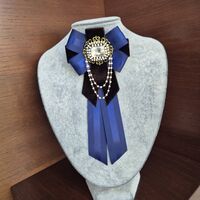 Blue and brown velvet  brooch