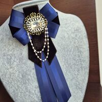 Blue and brown velvet  brooch