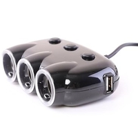 Авто разклонител с 3 гнезда Yourz YZ-CS02, 2 x USB, Черен