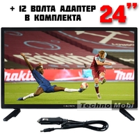Телевизор Crown 24TF12VB, 12/220 волта, 24 инча