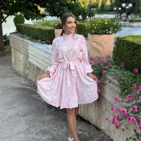 Флорална рокля в розово
