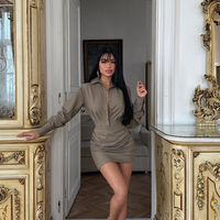 Рокля тип риза в бежово