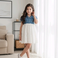 Дънкова рокля с дантела