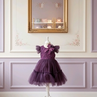 Официална рокля с аксесоар фиба в лилаво