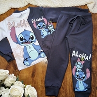 Комплект с тениска Стич в сиво