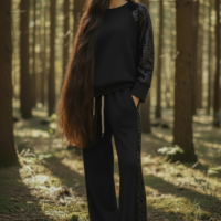 КОМПЛЕКТ с пайети Бордо и черно