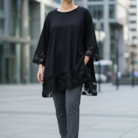 БЛУЗА-туника Черно и кафяво