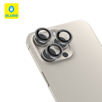 BLUEO Original metal frame lens Protector glass iPhone 15 Pro/15 Pro Max/16 Pro/16 Pro Max, Natural Titanium