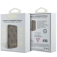 Guess Powerbank MagSafe 15W 5000mAh bbrown 4G Leather Metal Logo MagSafe