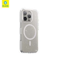 BLUEO Crystal Pro Drop Resistance Phone Case With Magnetic iPhone 16, прозрачен с брокат