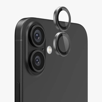 BLUEO Original metal frame lens protector glass iPhone 16/16 Plus, черен