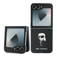 Karl Lagerfeld KLHCZF6SAPKINPK Samsung Galaxy Z Flip6 black Saffiano Monogram Ikonik Pin
